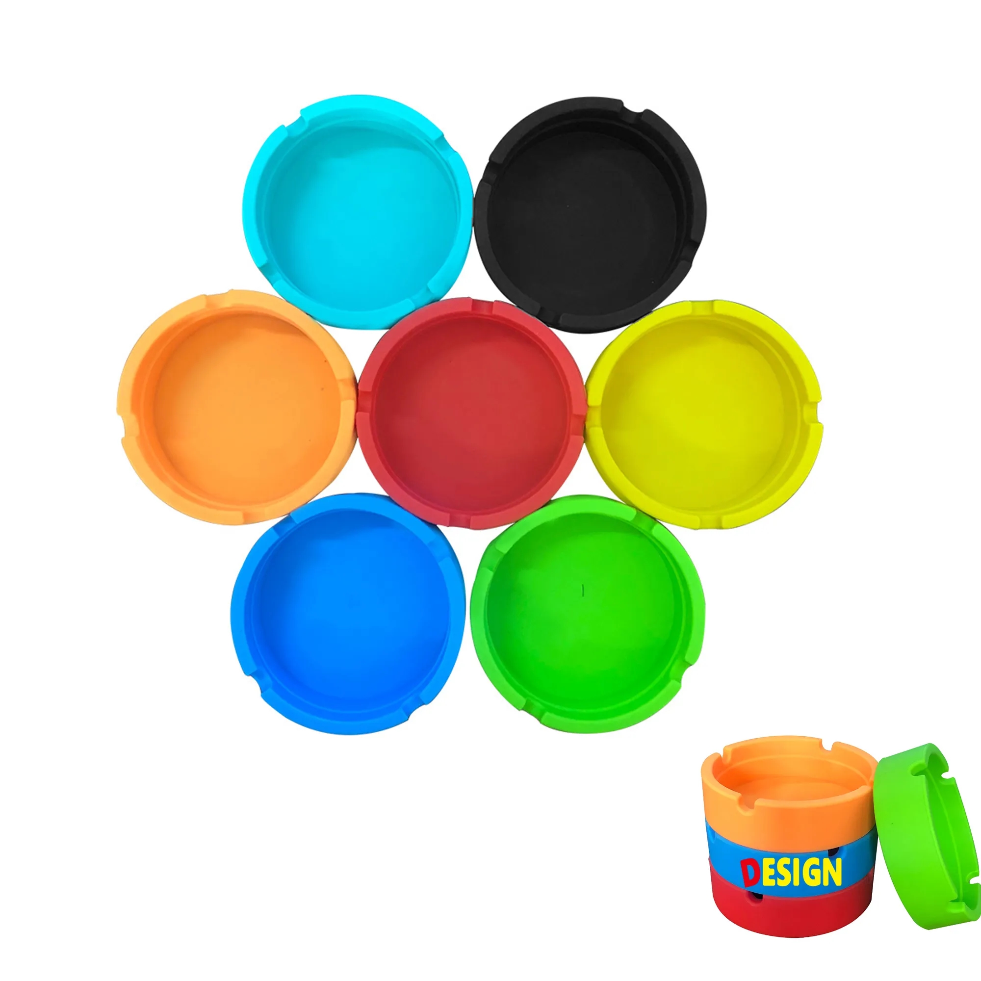 Reusable Silicone Gel Circular Ashtray 6