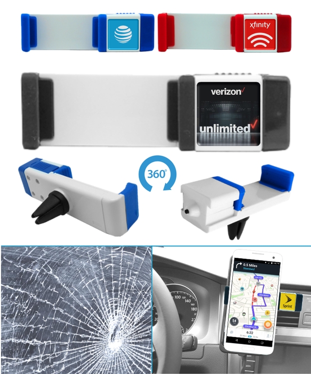 Car Air Vent Mount w/Emergency Glass Breaker - Full Color 2