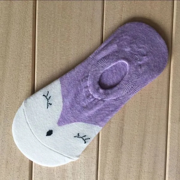 5 Pairs/Lot Women's Candy Color Cartoon Pattern Socks 7