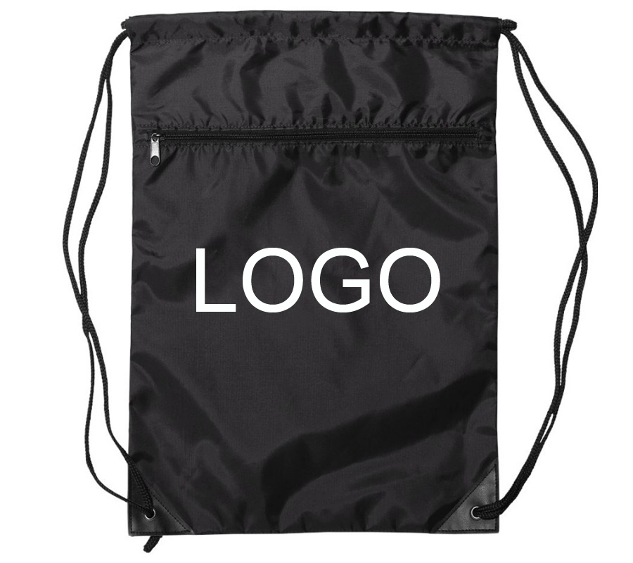 Denier Nylon Zipper Drawstring Backpack 2