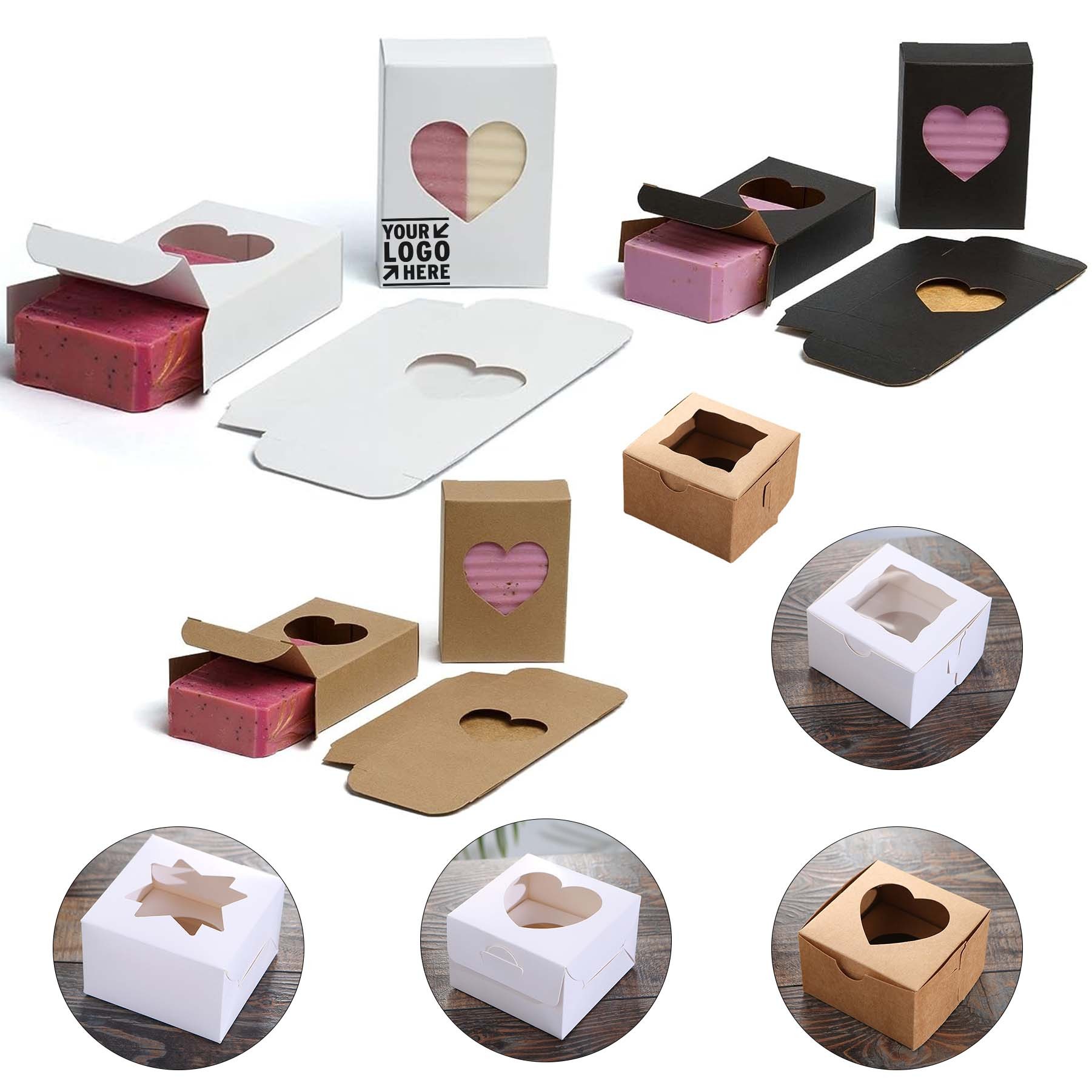 Homemade Kraft Paper Heart Window Soap Packaging Box 3