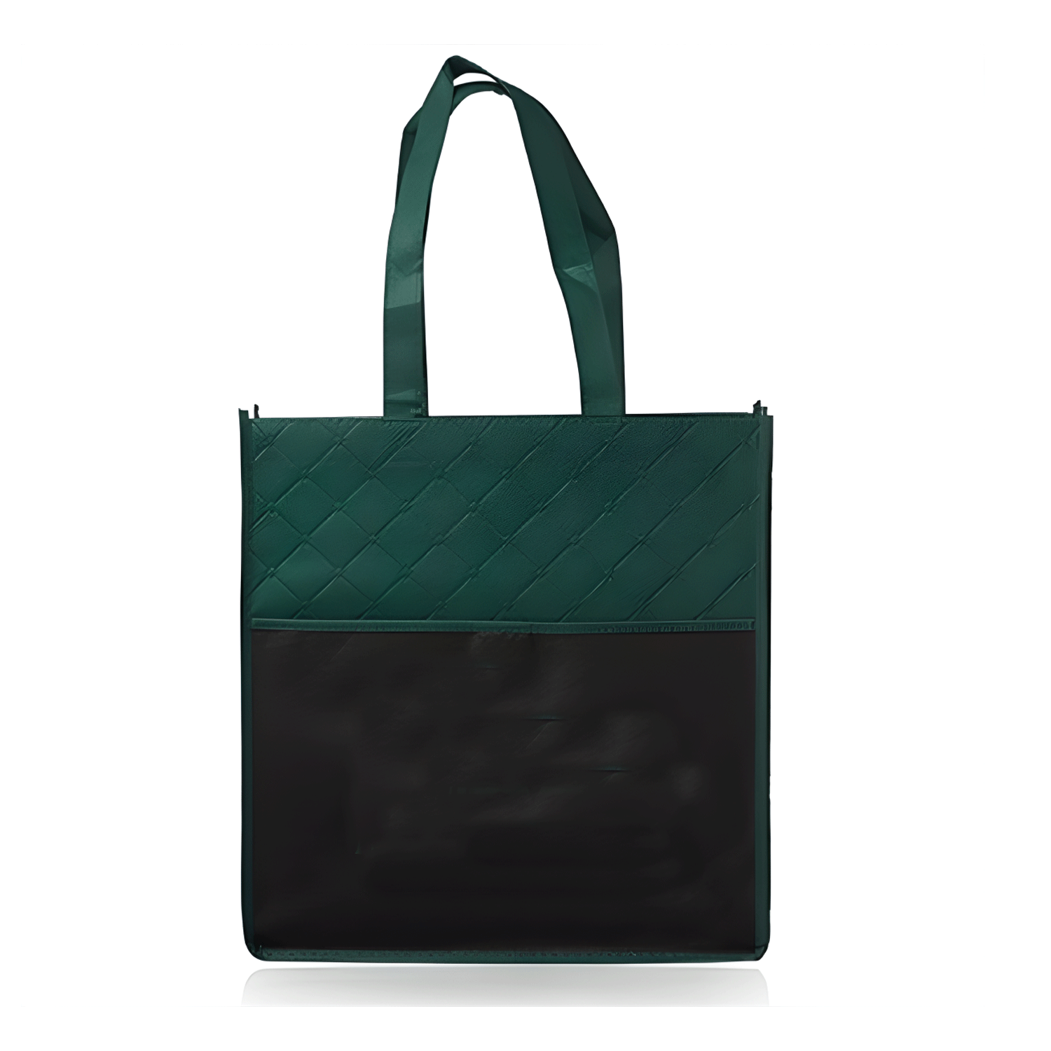 Reusable Quilted Pocket two-tone red black Grocery Tote Bag 11