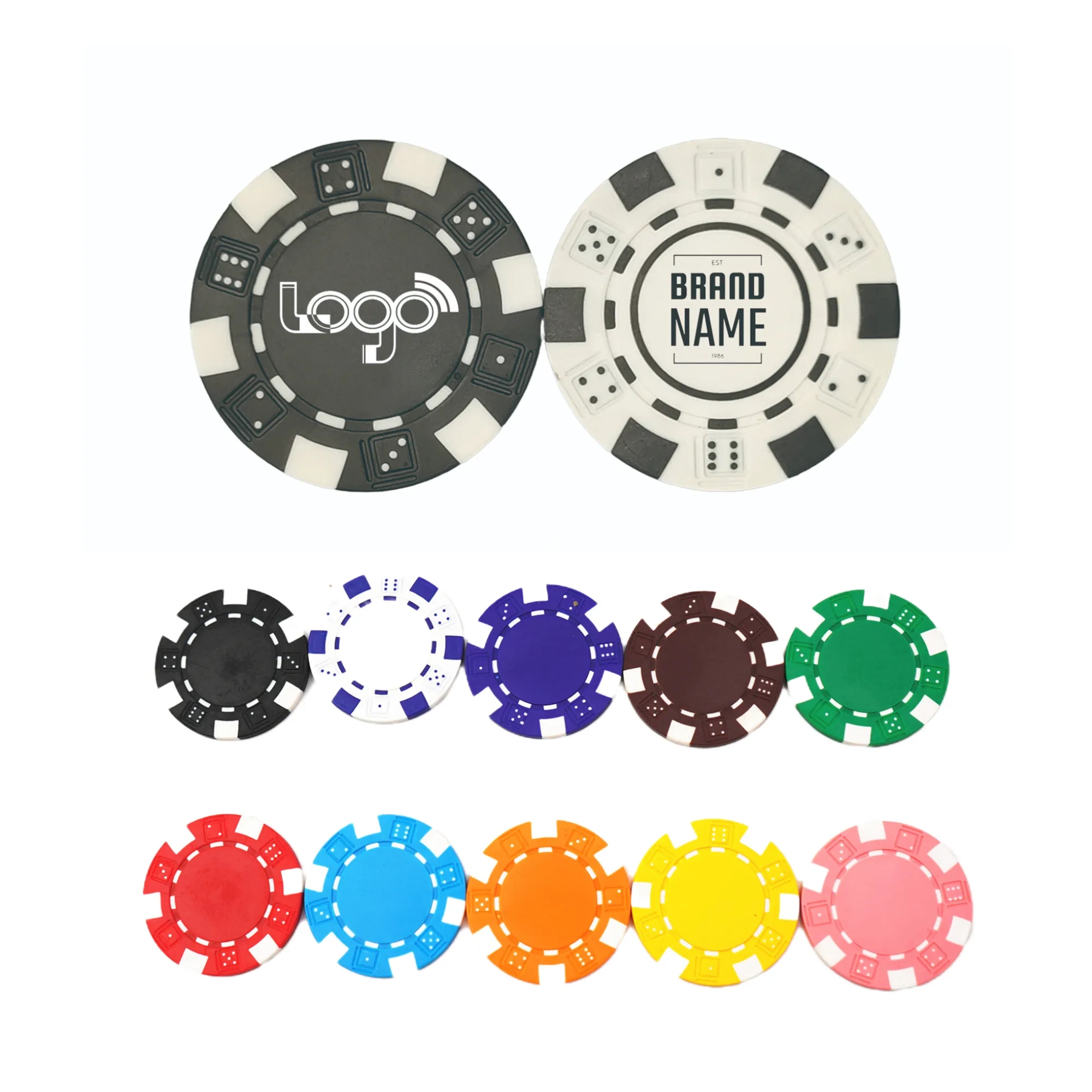 11.5 gram ABS Poker Chip with 6 Stripes