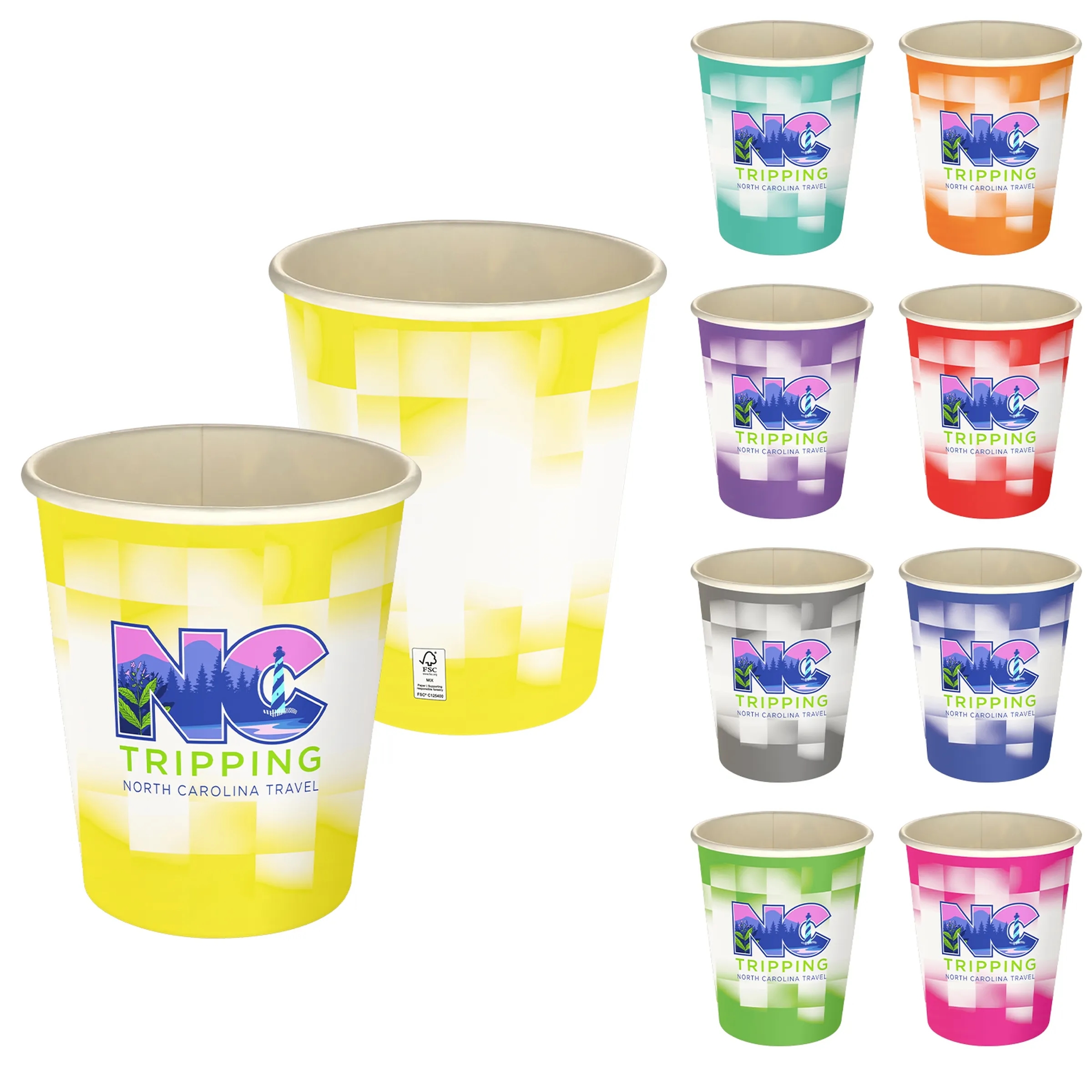 5 oz Full Color Shaded Checkers Paper Cup