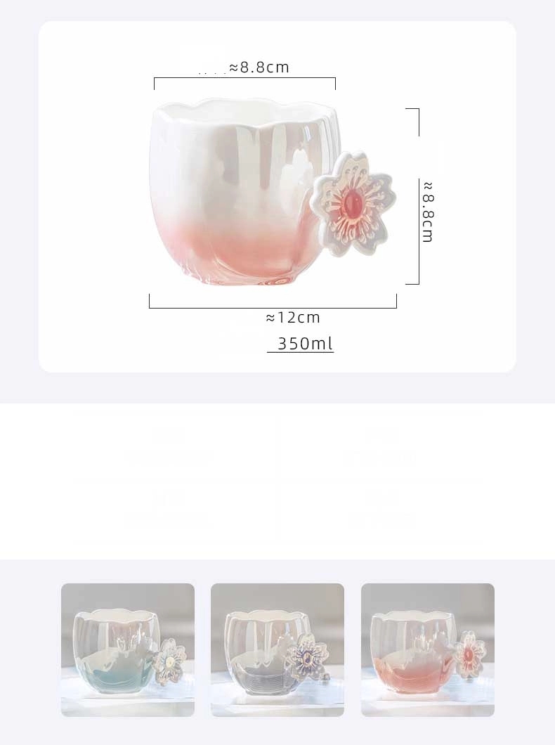 12OZ Gradient Cherry Blossom Ceramic Mug&Coffee Cup 4