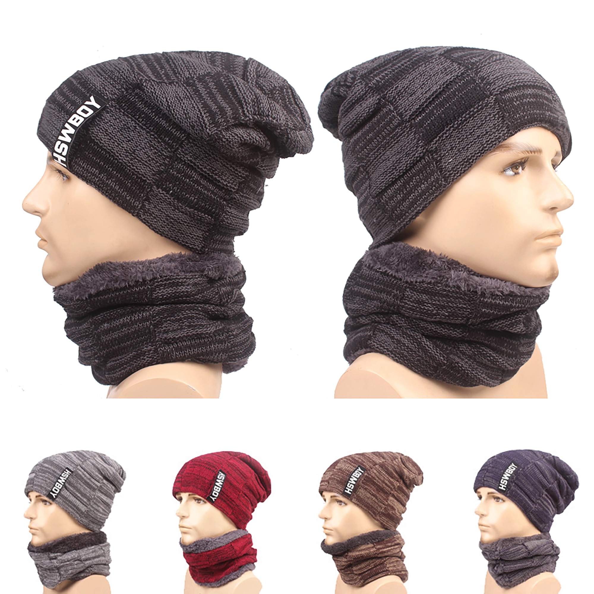 2 Packs Slouchy Beanie and Scarf 1