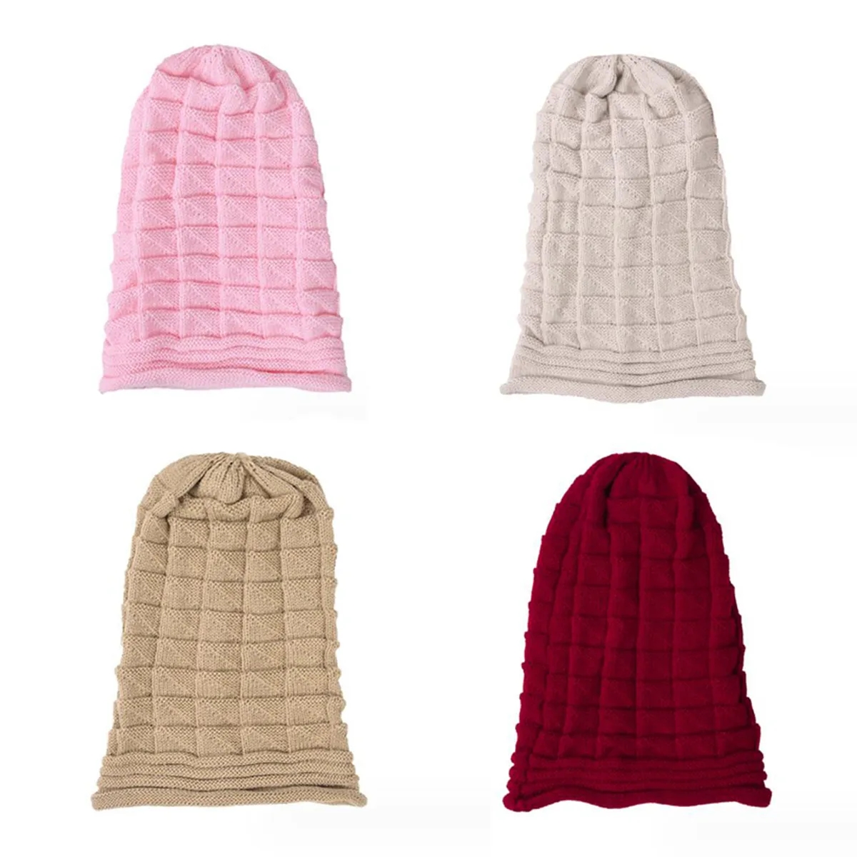 Women Winter Knitted Beanie Soft Warm Slouchy Ski Hat 3