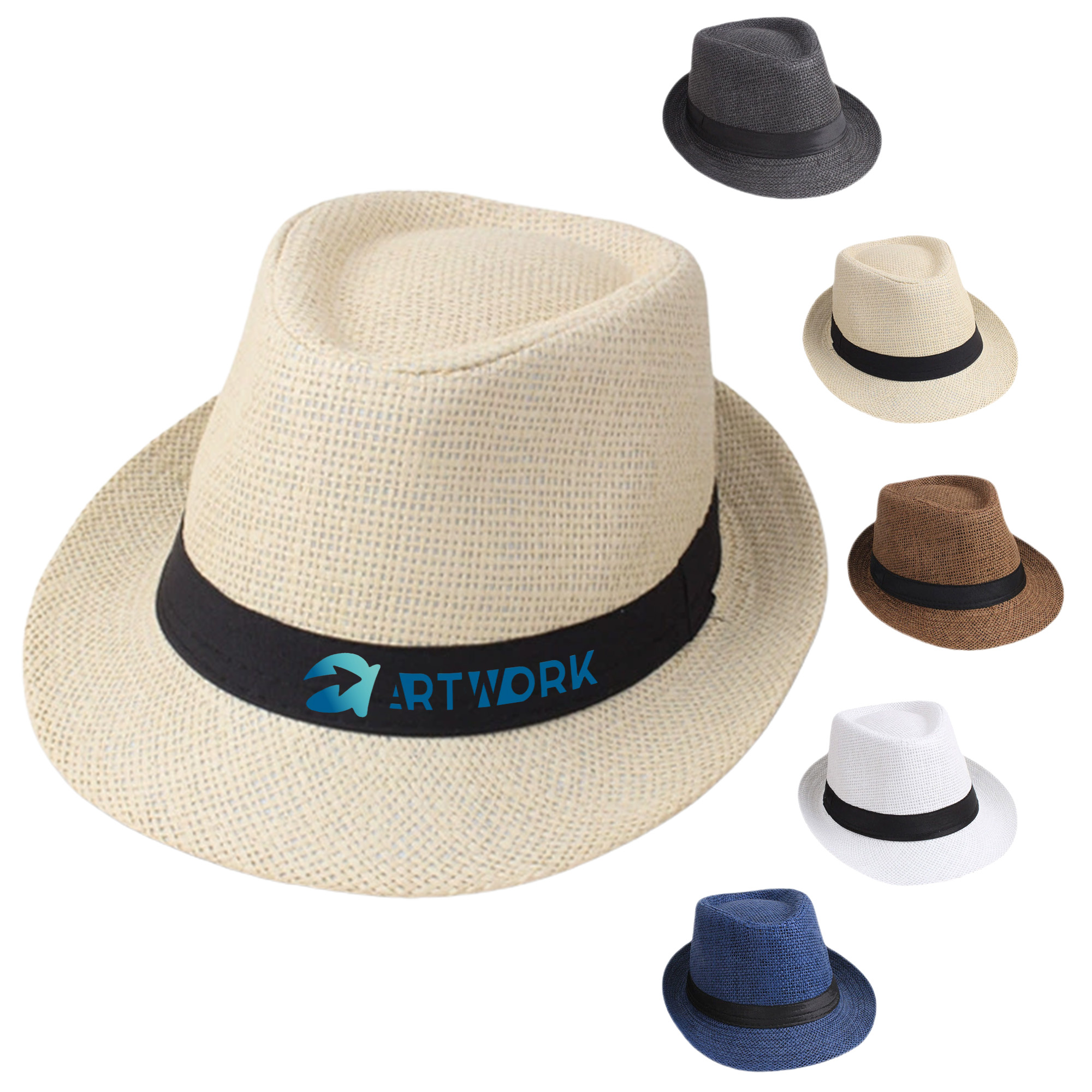 Summer Short Brim Straw Fedora Hat 5