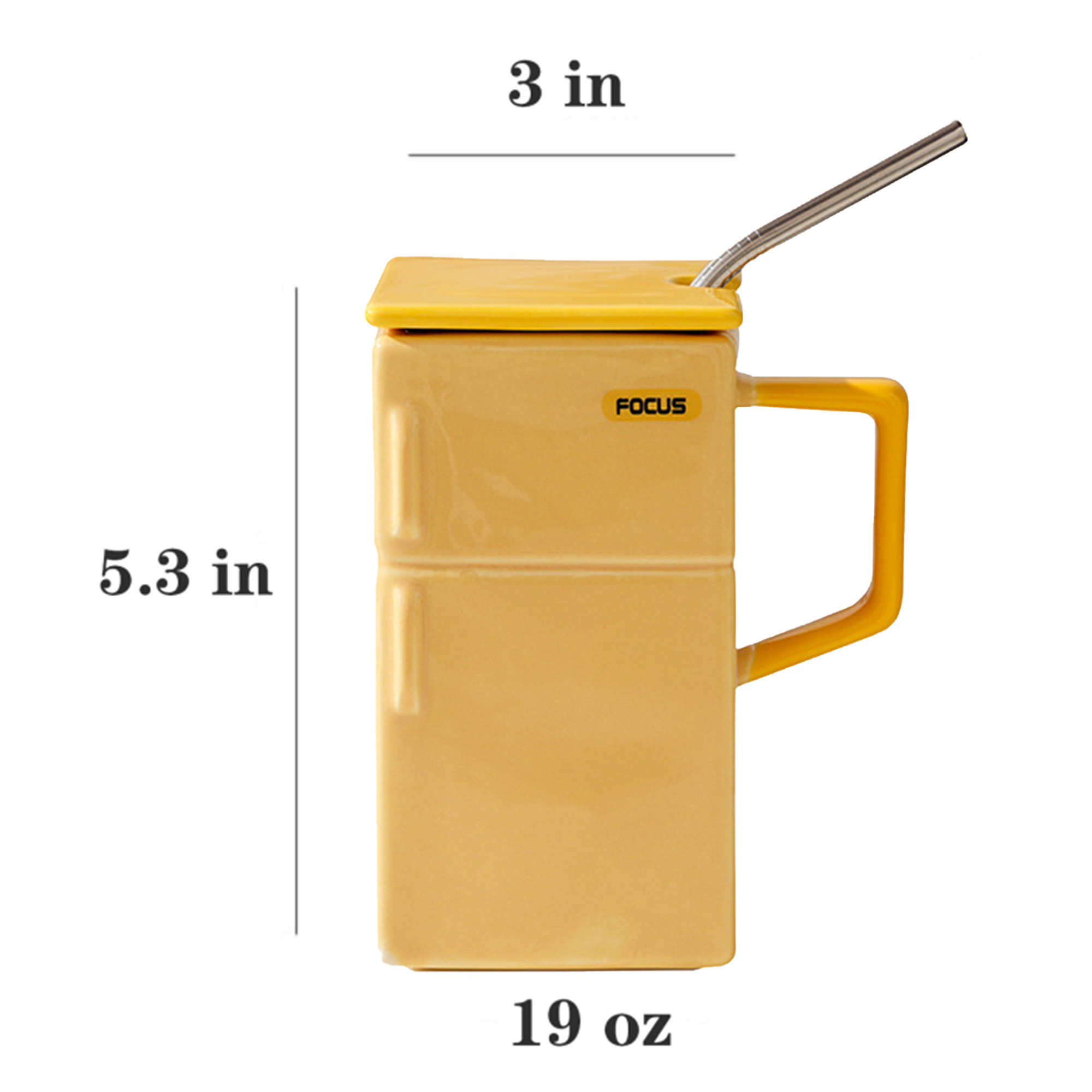 19 Oz Special Refrigerator Shaped Ceramic Mug With Straw 2