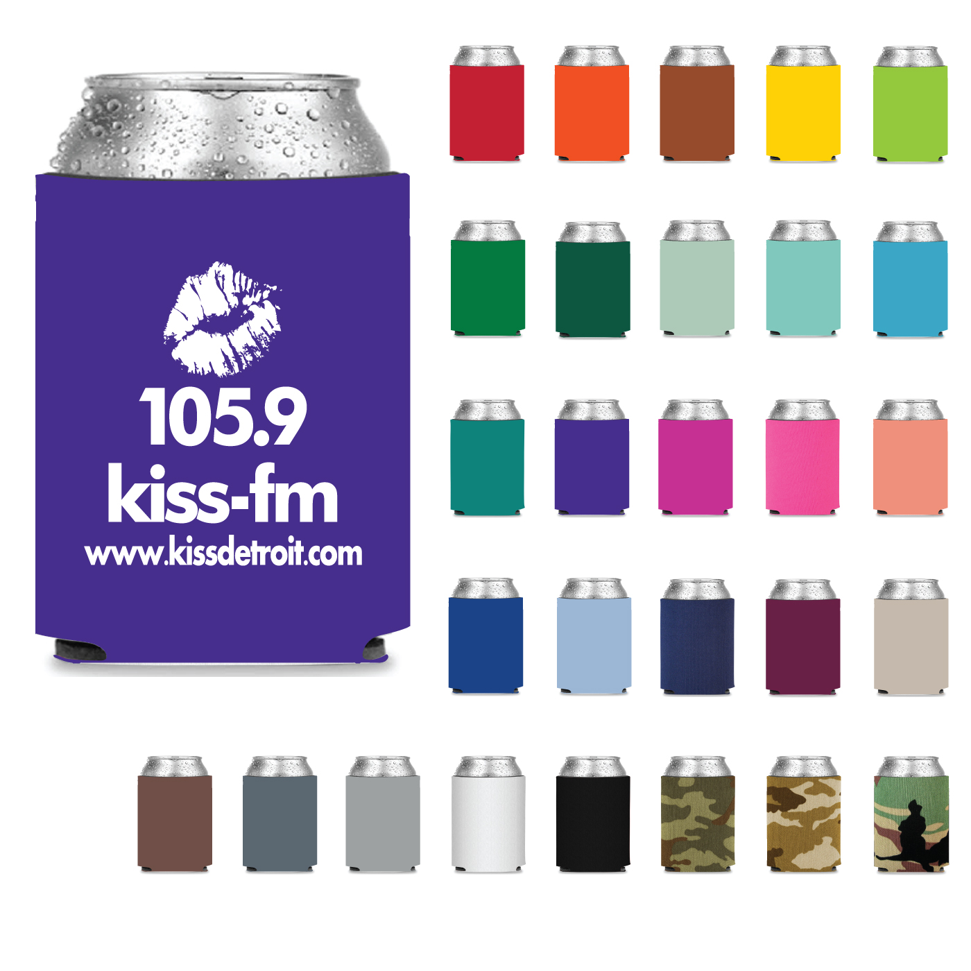 Collapsible Neoprene Can Cooler - Screen Printed, custom koozie with logo imprint 2