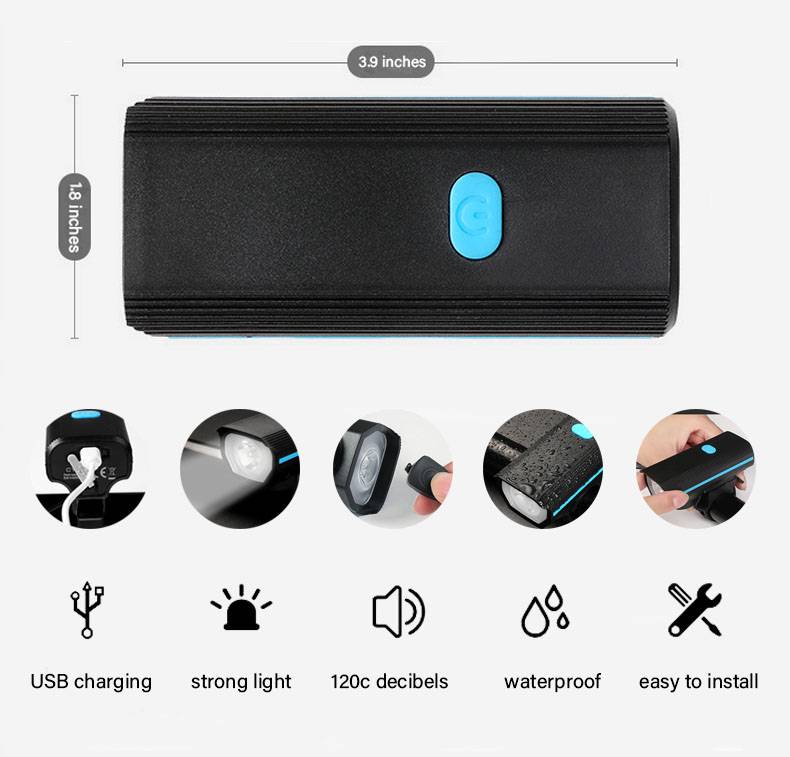 Ultra Bright Rechargeable Bike Lights with Electric Bell 4