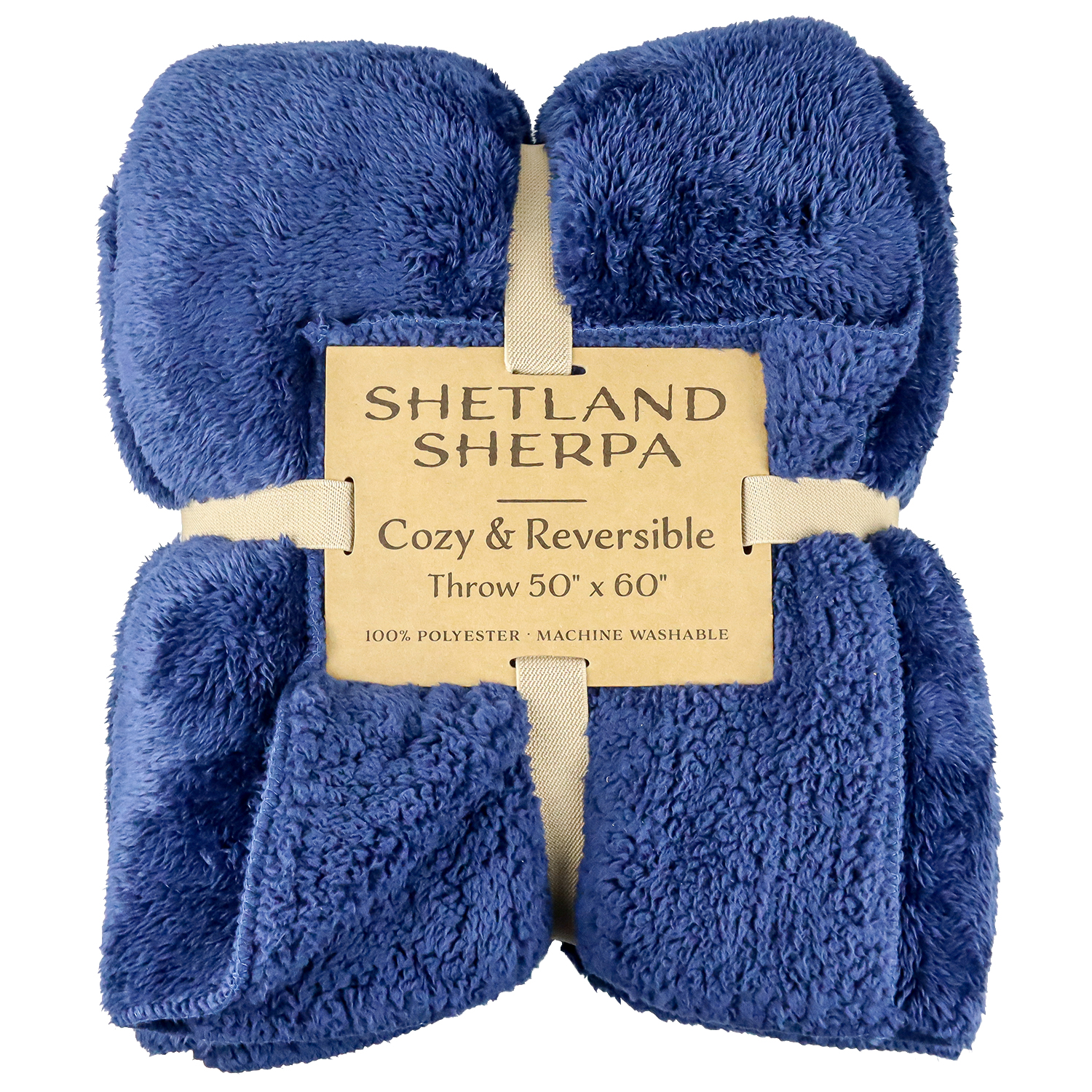 350 GSM Shetland Sherpa Blanket with Merrow stitch finish Trim 50"x60" 2