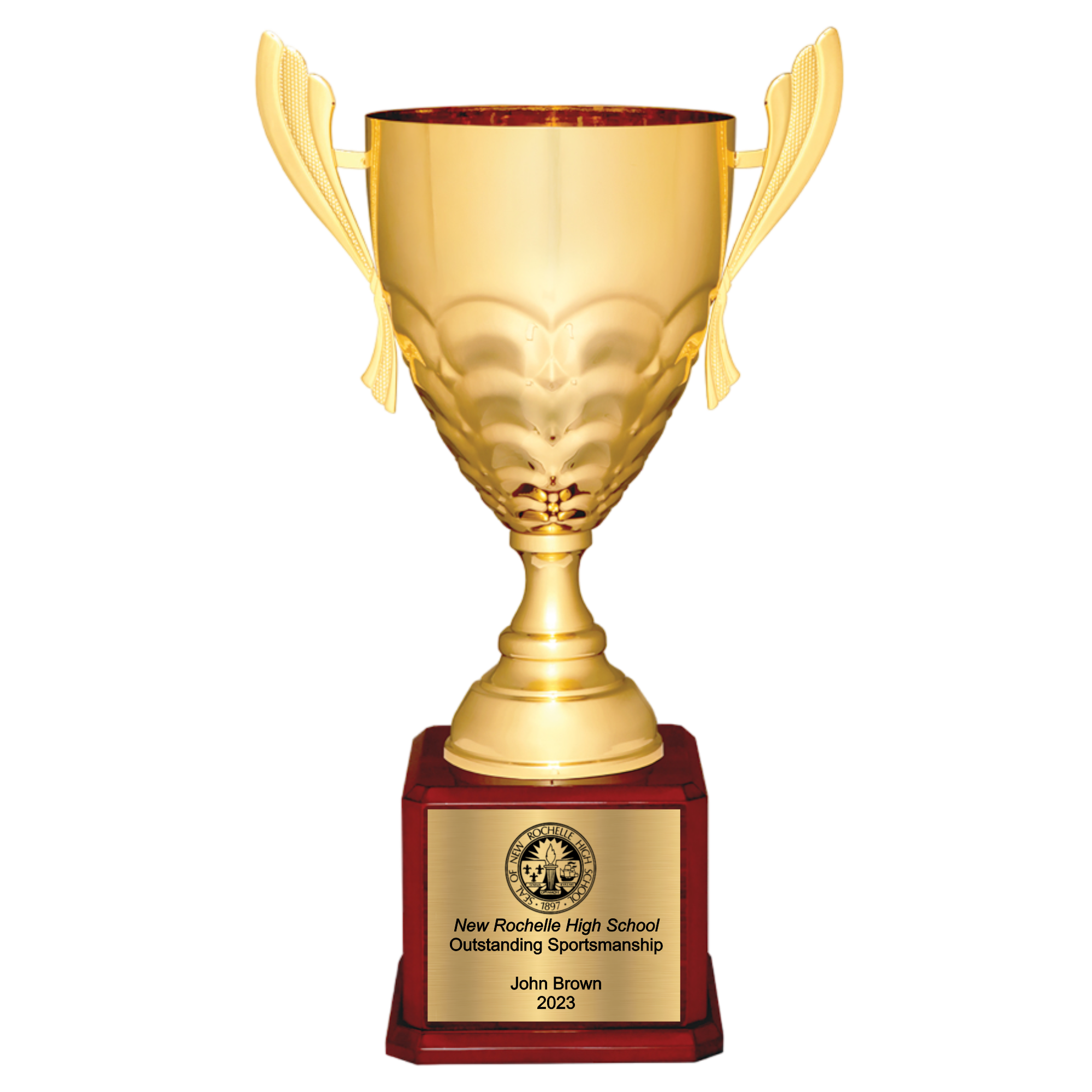 21" Gold Completed Metal Cup Trophy on Rosewood Royal Piano Finish Base 5