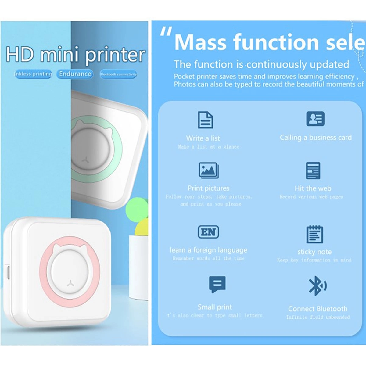 Mini Pocket Bluetooth Thermal Printers Wireless 5