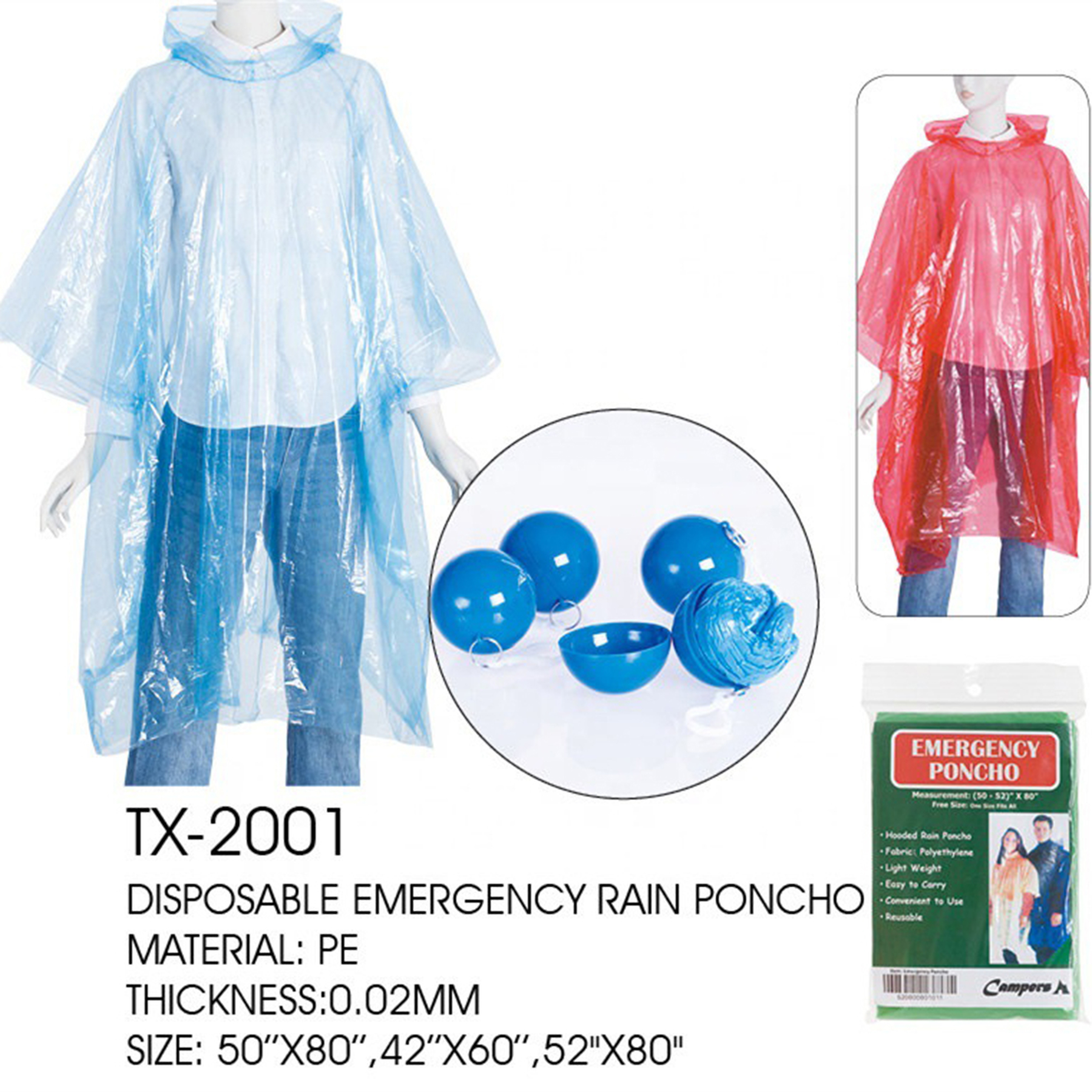 Disposable Clear Raincoat Ball With Keychain 3