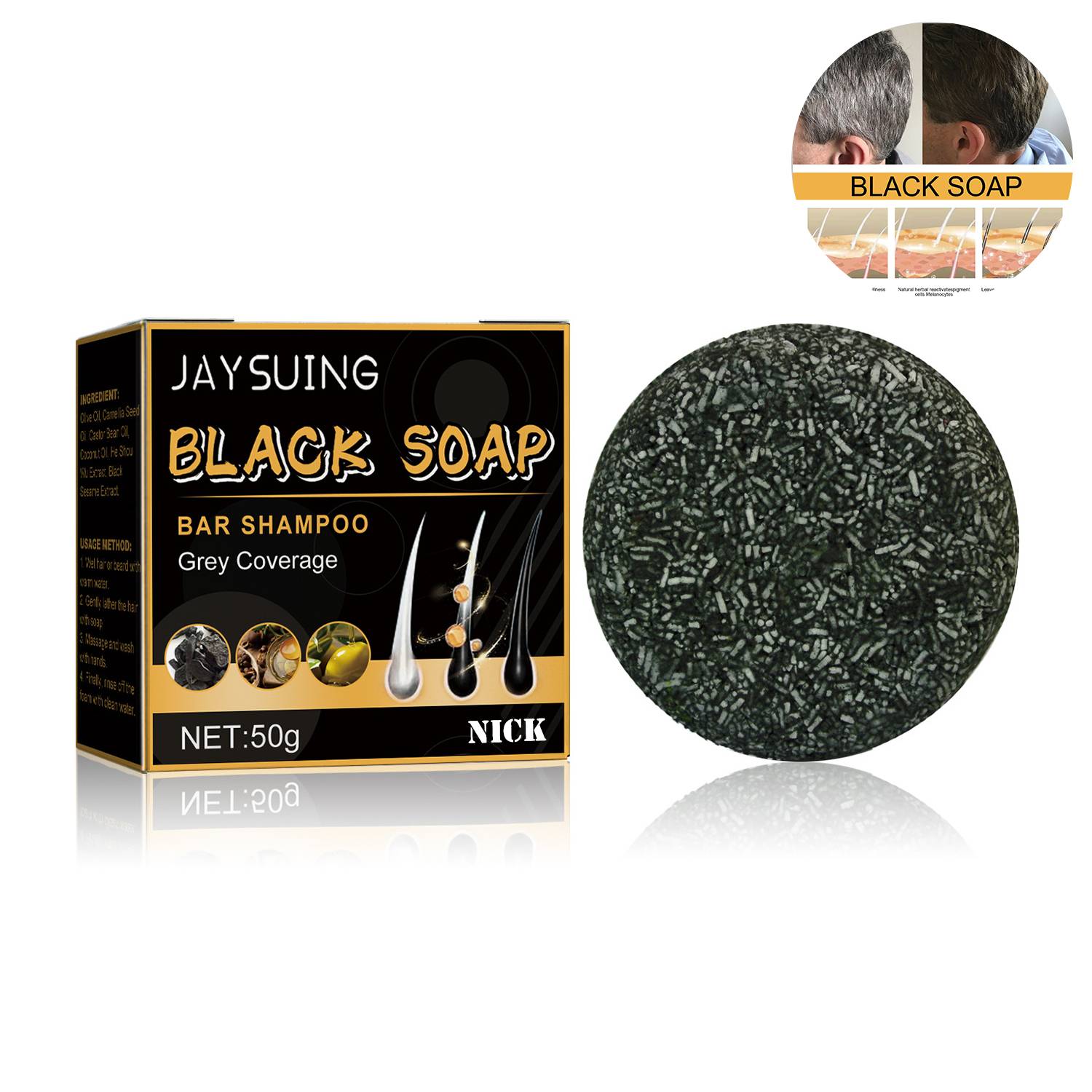 Grey Hair Coverage Shampoo Soap