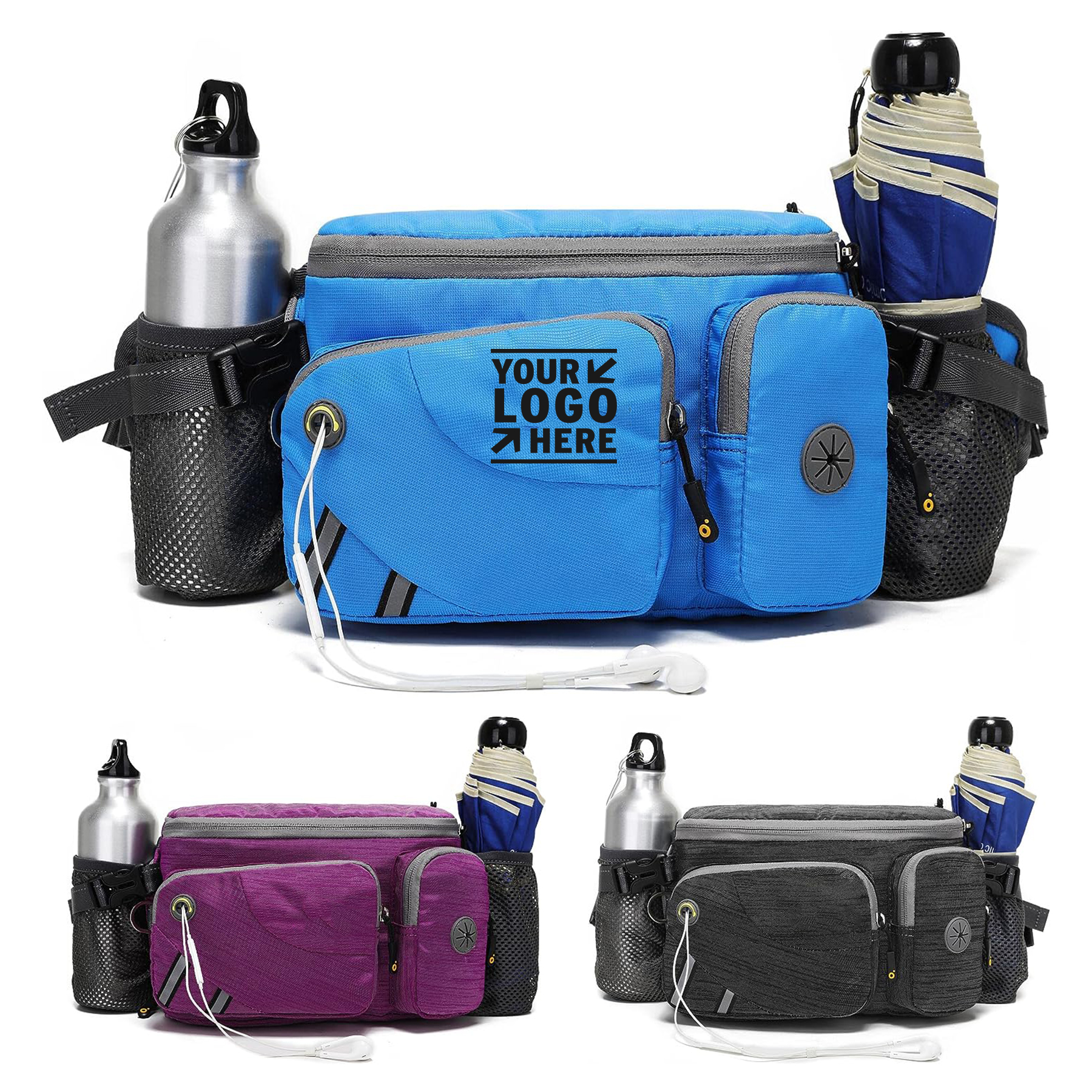 Men Women Hiking Waist Resistant Running Belt Bag Fanny Pack With Water Bottle Holder