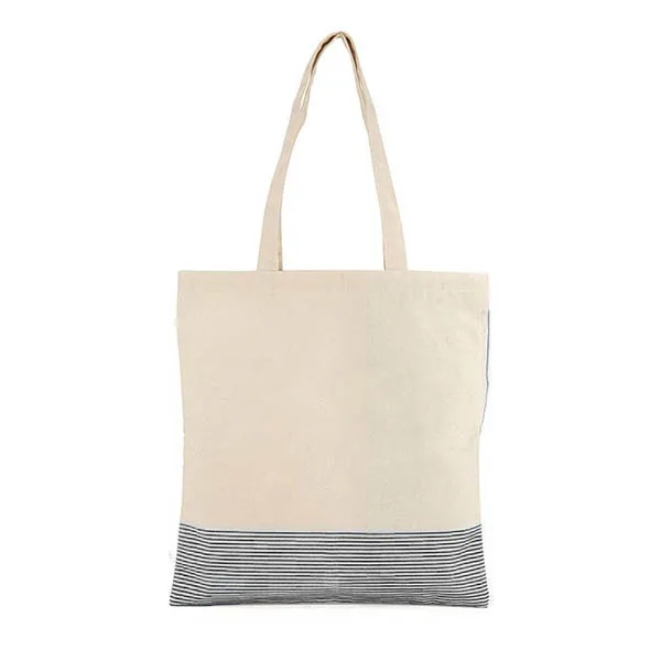Striped Cotton Tote Bag w/ Side Pocket -14.88"w x 15.5"h, custom tote bag with logo imprint 3