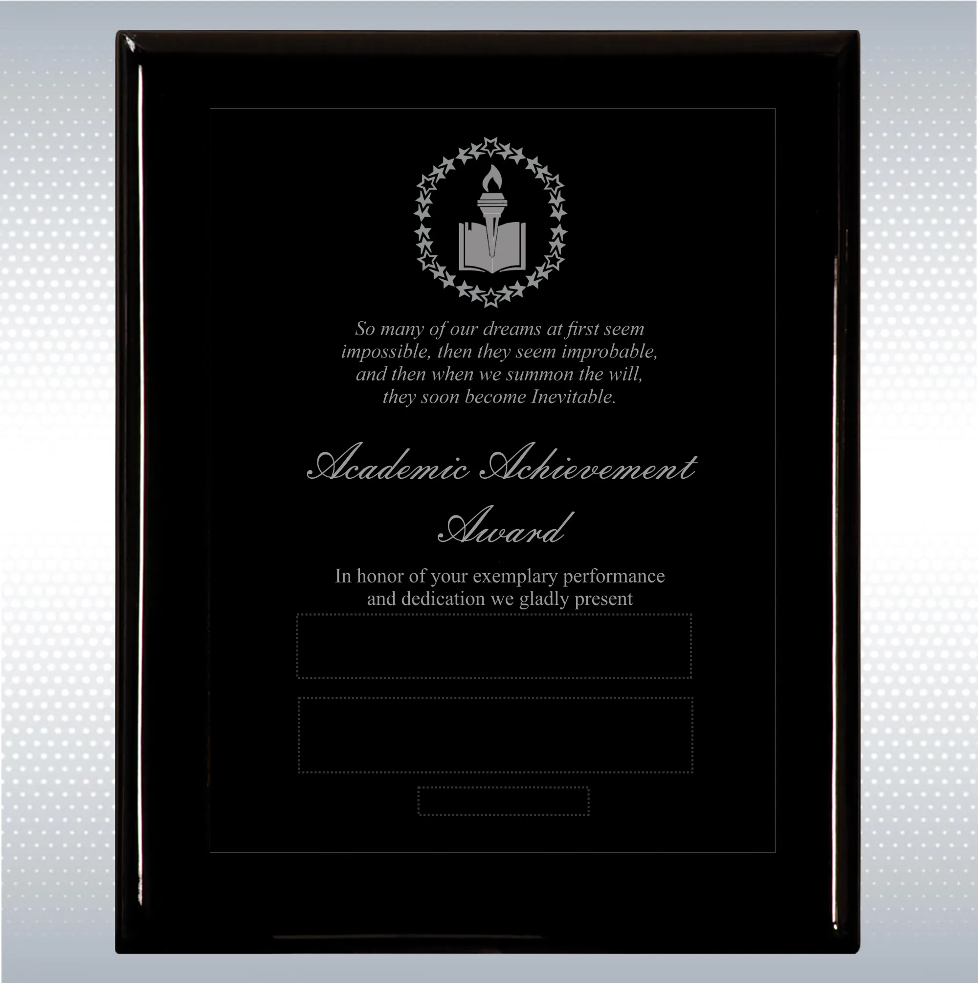 Black Piano Finish Wood Plaque Academic Achievement Gift 16