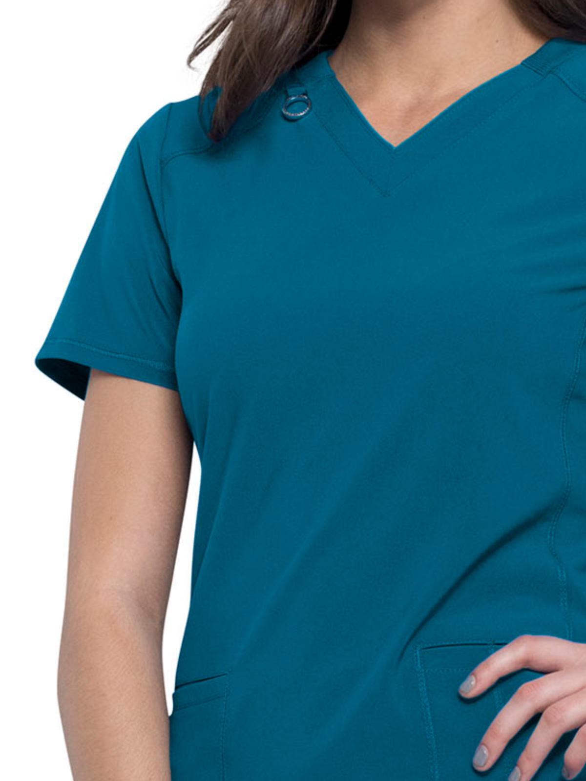 Infinity - Women's 2 Pocket Princess Seams V-Neck Top 4