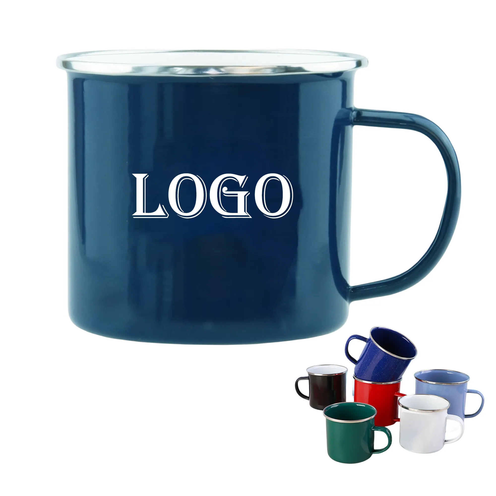 12Oz White Enamel Mug Silver Rim With Case 2