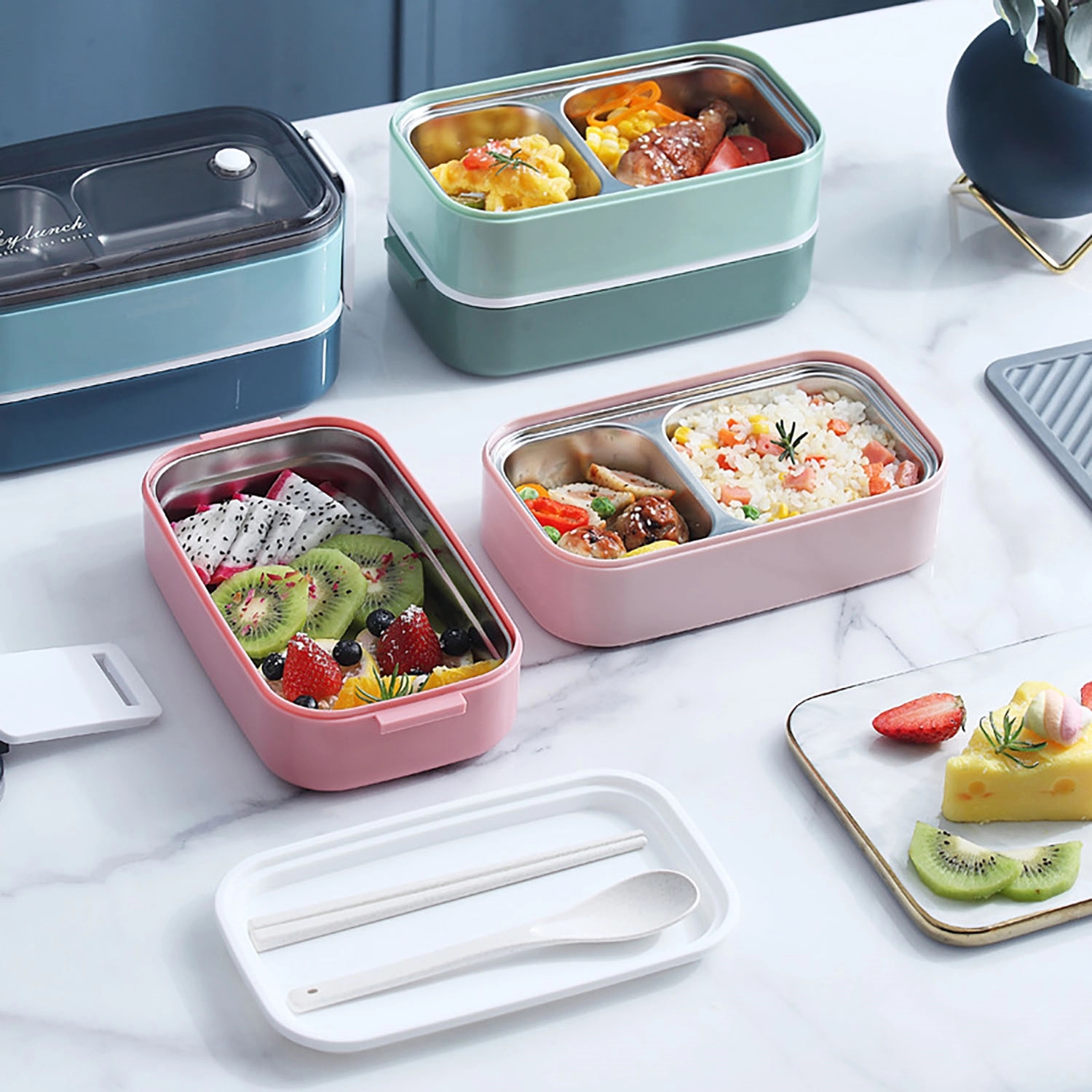 Stainless Steel Double-Layer Insulated Lunch Box 6