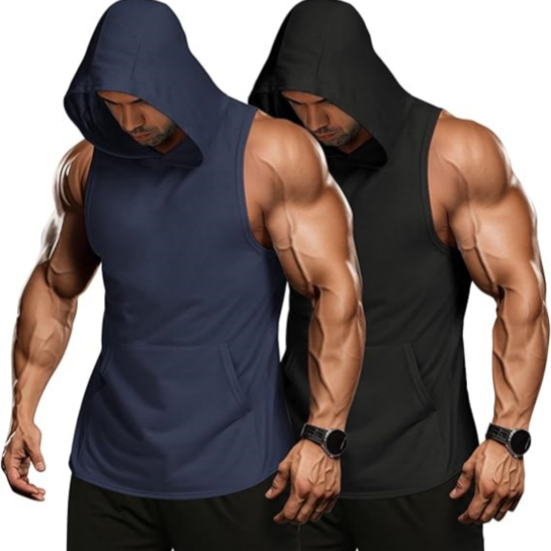 Workout Hoodie Muscle Fitting Sleeveless Shirt 16
