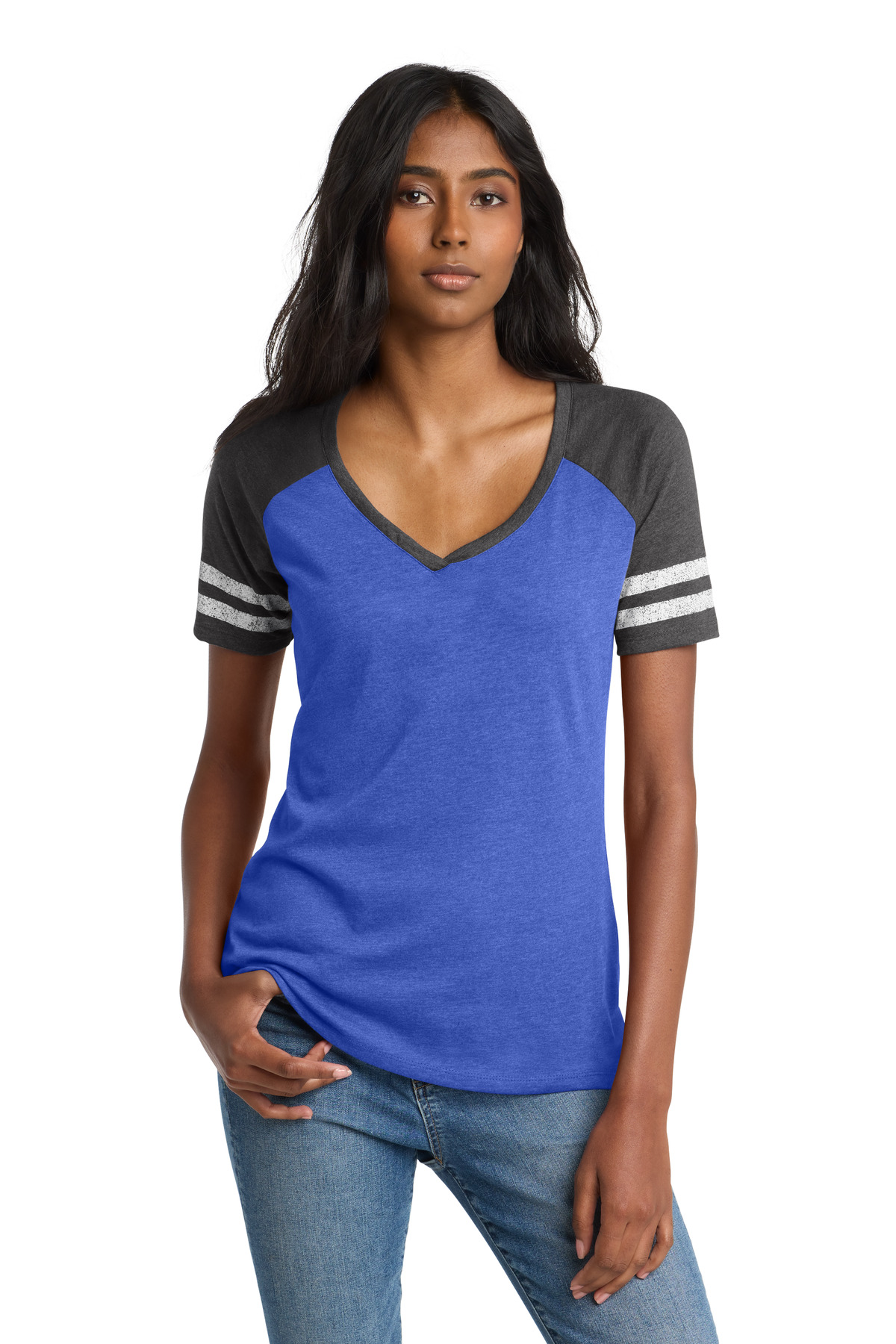 District Women's Game V-Neck Tee. DM476 9