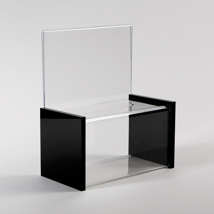 Black Acrylic Suggestion Box w/ 8 5"w x 5"h Message Header