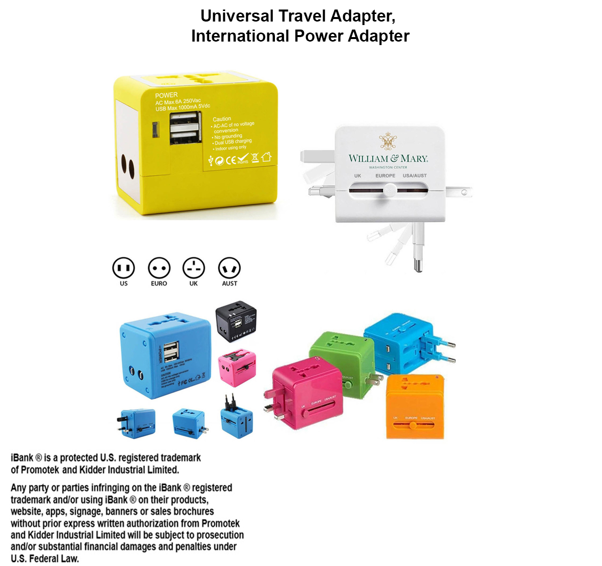 iBank ® Universal Travel Adapter, International Power Adapter 2