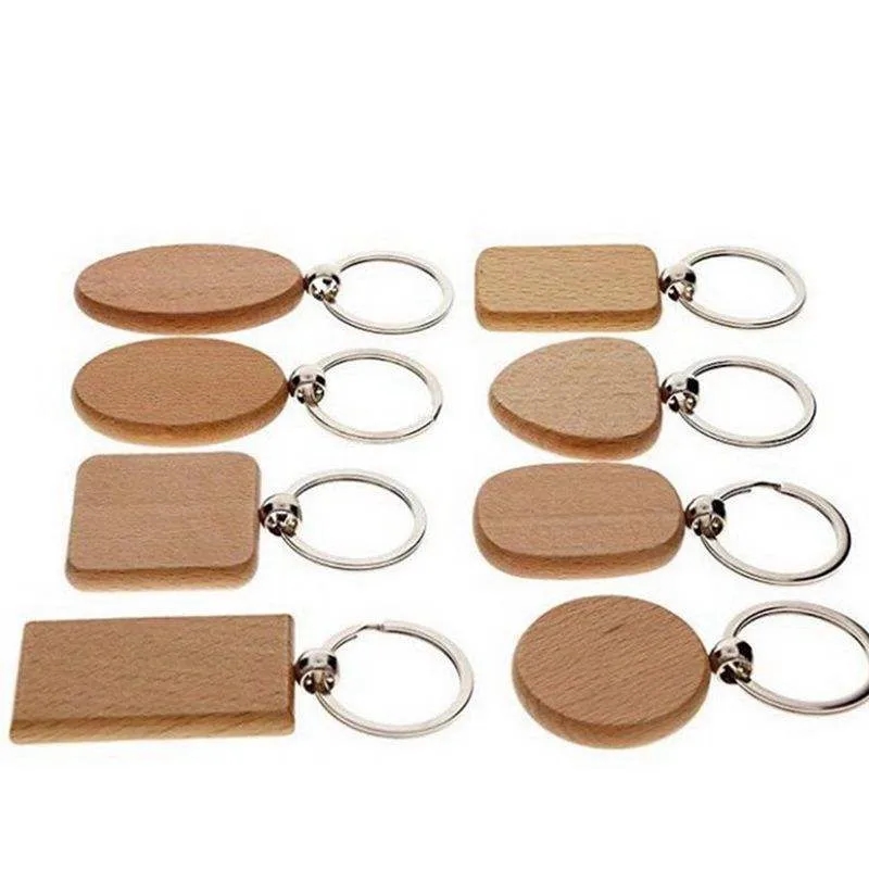 Wooden Beech Keychain Pendant - Natural Wood Charm 5