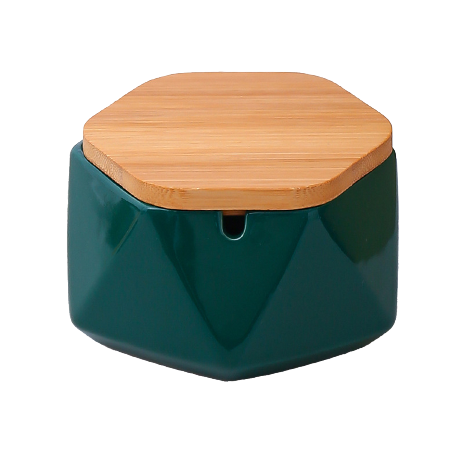 Simple Ceramic Ashtray w/ Bamboo Lid 9