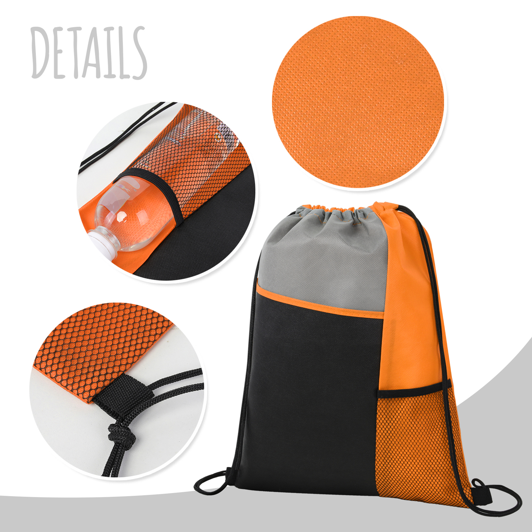 Tri-Colored Mesh Pocket Drawstring Backpack 11