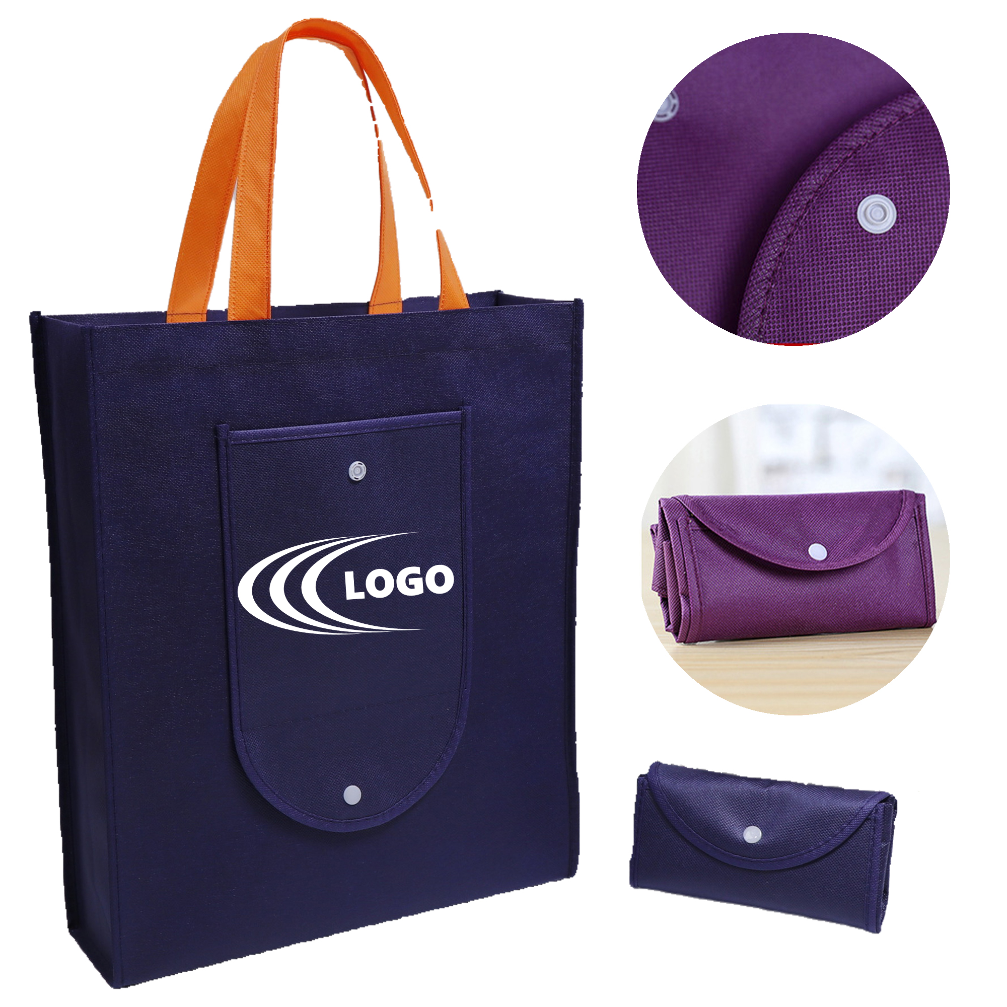 Compact Non-Woven Tote Bag with Secure Snap Button 1