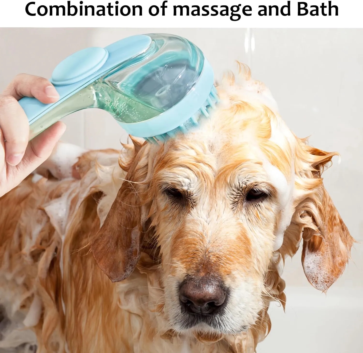 Pet Grooming Bath Massage Brush with Shampoo Dispenser 4