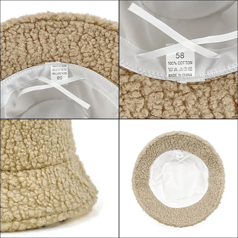 Winter Lambs Wool Bucket Hats For Women 5