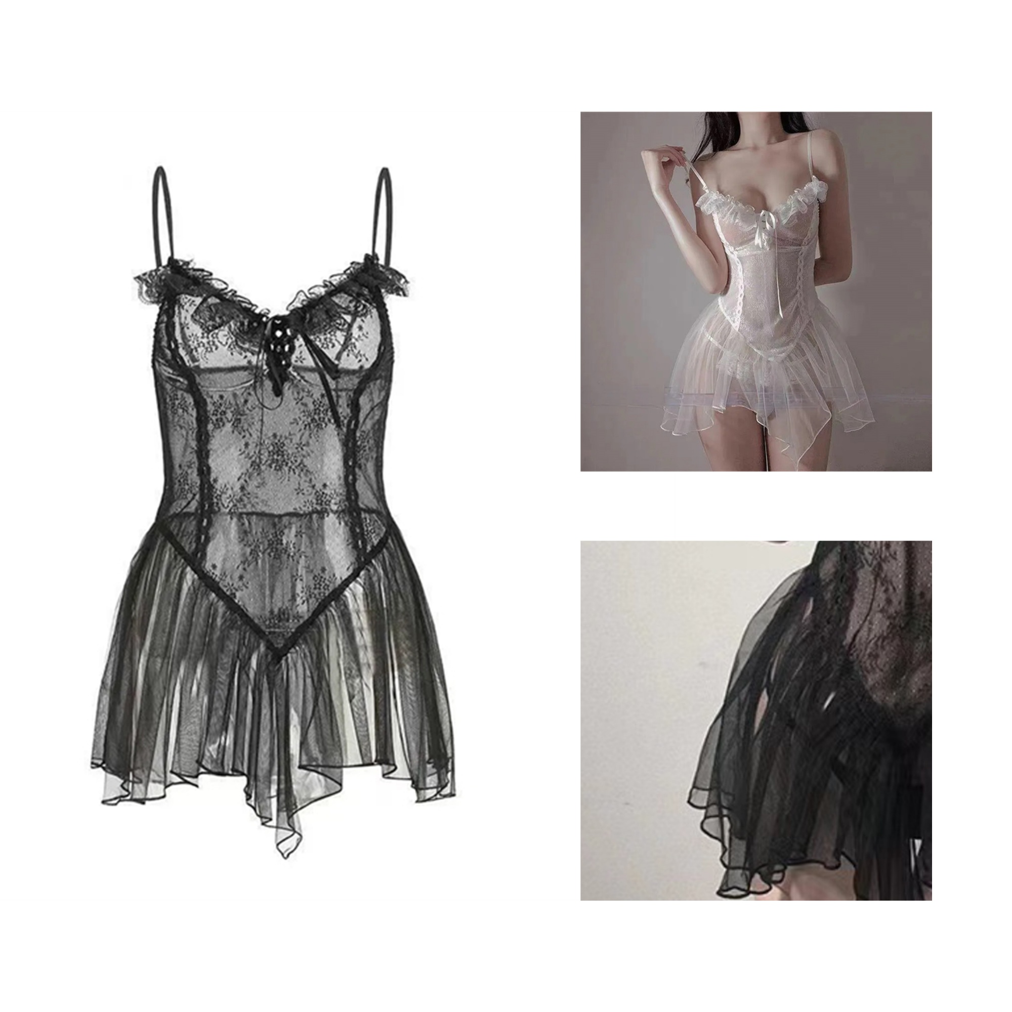Tempting Lace Mesh Suspender Straps Lingerie for a Sexy Look 2