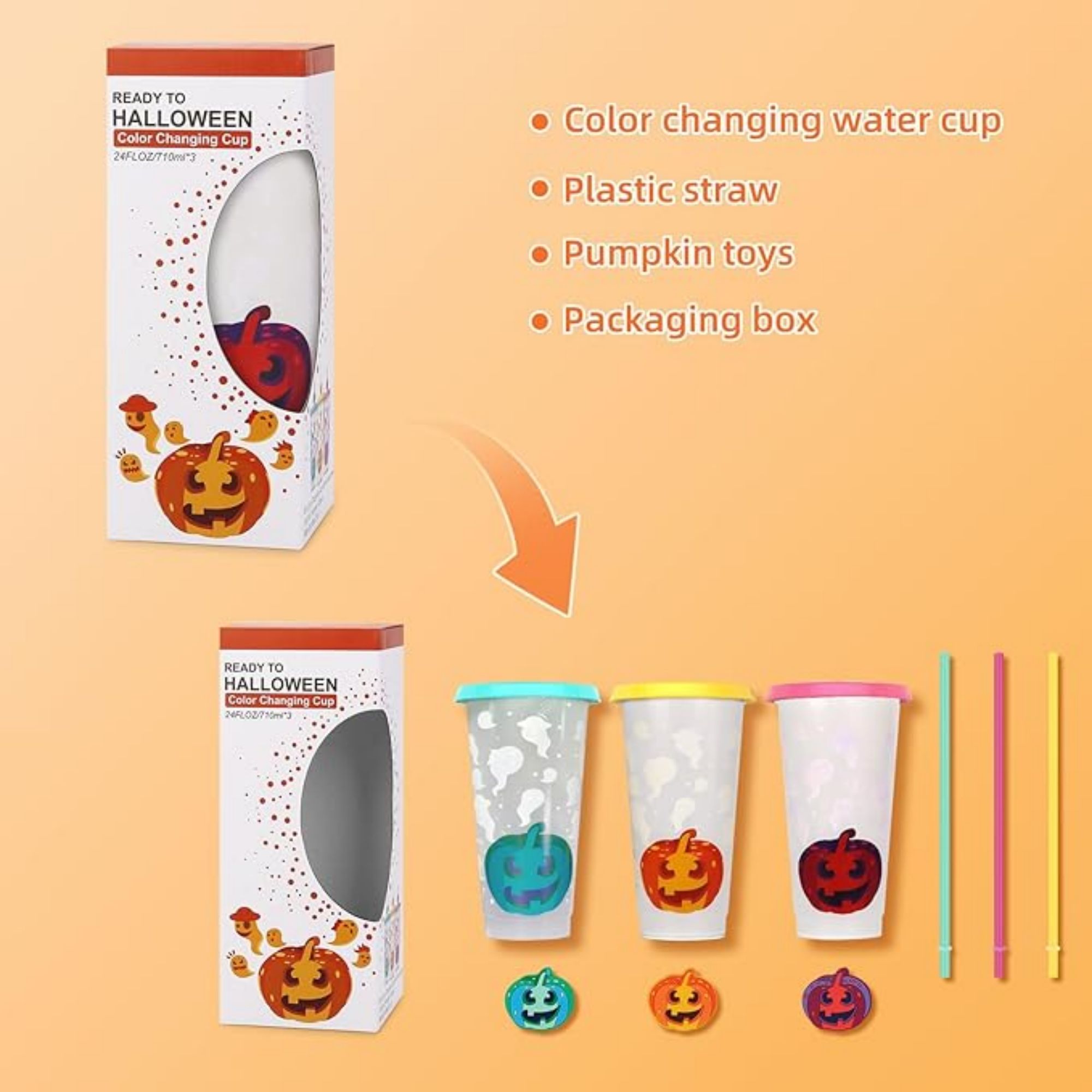 3-Pack 24 oz Halloween Color Changing Cups 6