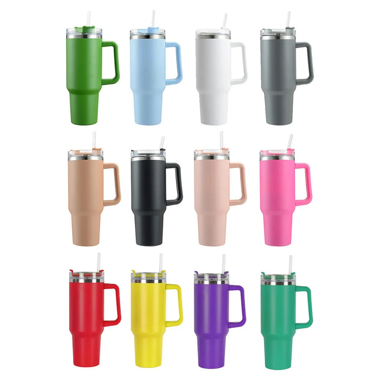 40oz Insulated Tumbler with Handle and Straw Lid 2