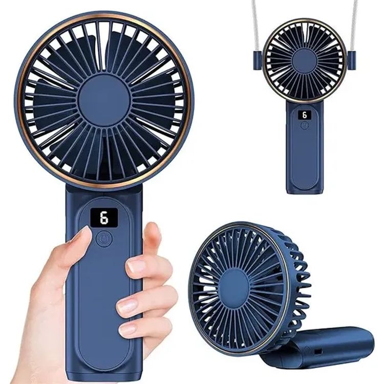 Foldable Handheld Fan with Lanyard and Display 3