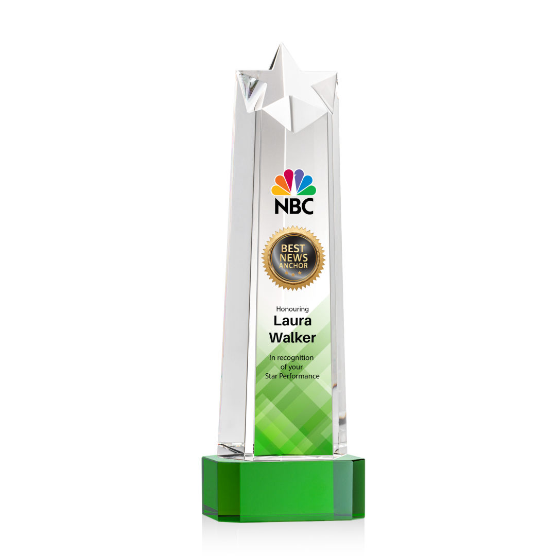 Delaware Star VividPrint™ Award on Base - Green 5