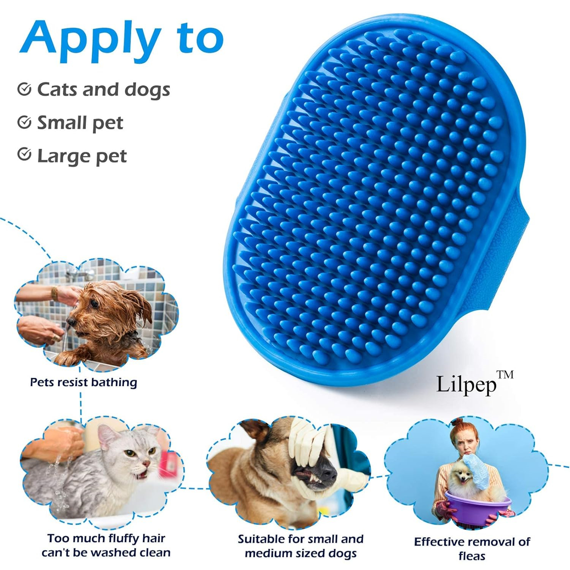 Pet Shampoo Bath Brush With Rubber Comb 4