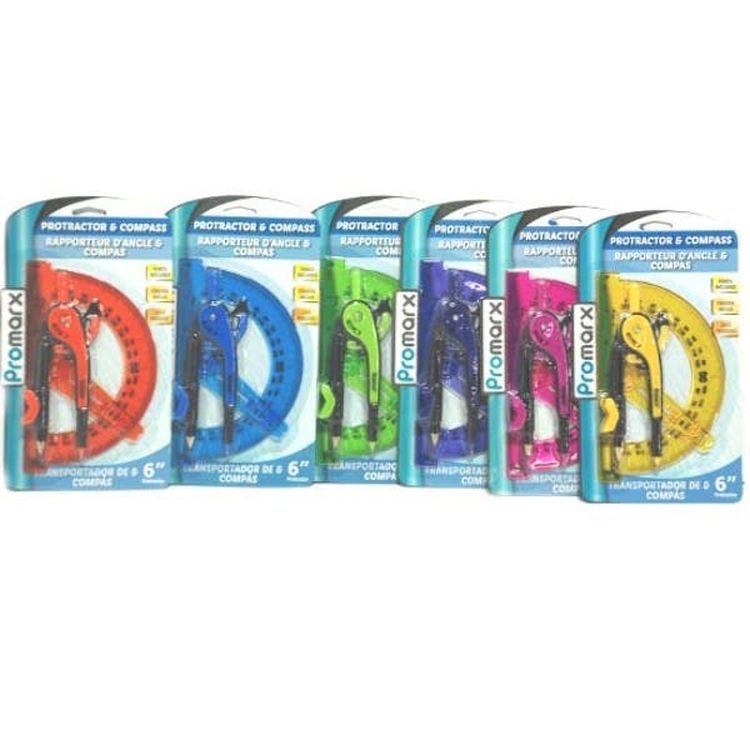Protractor & Compass Sets - Assorted 6" 2