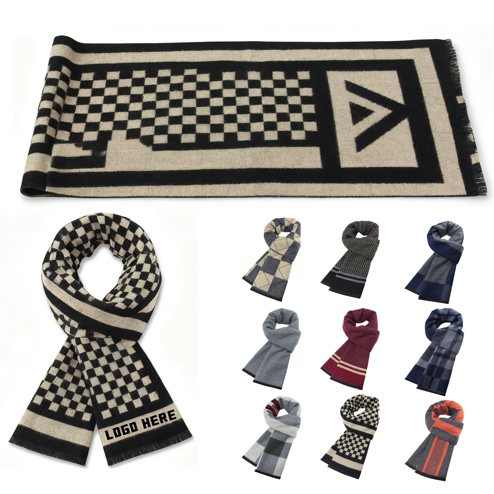 Casual Checked Wool-Blend Scarf 5