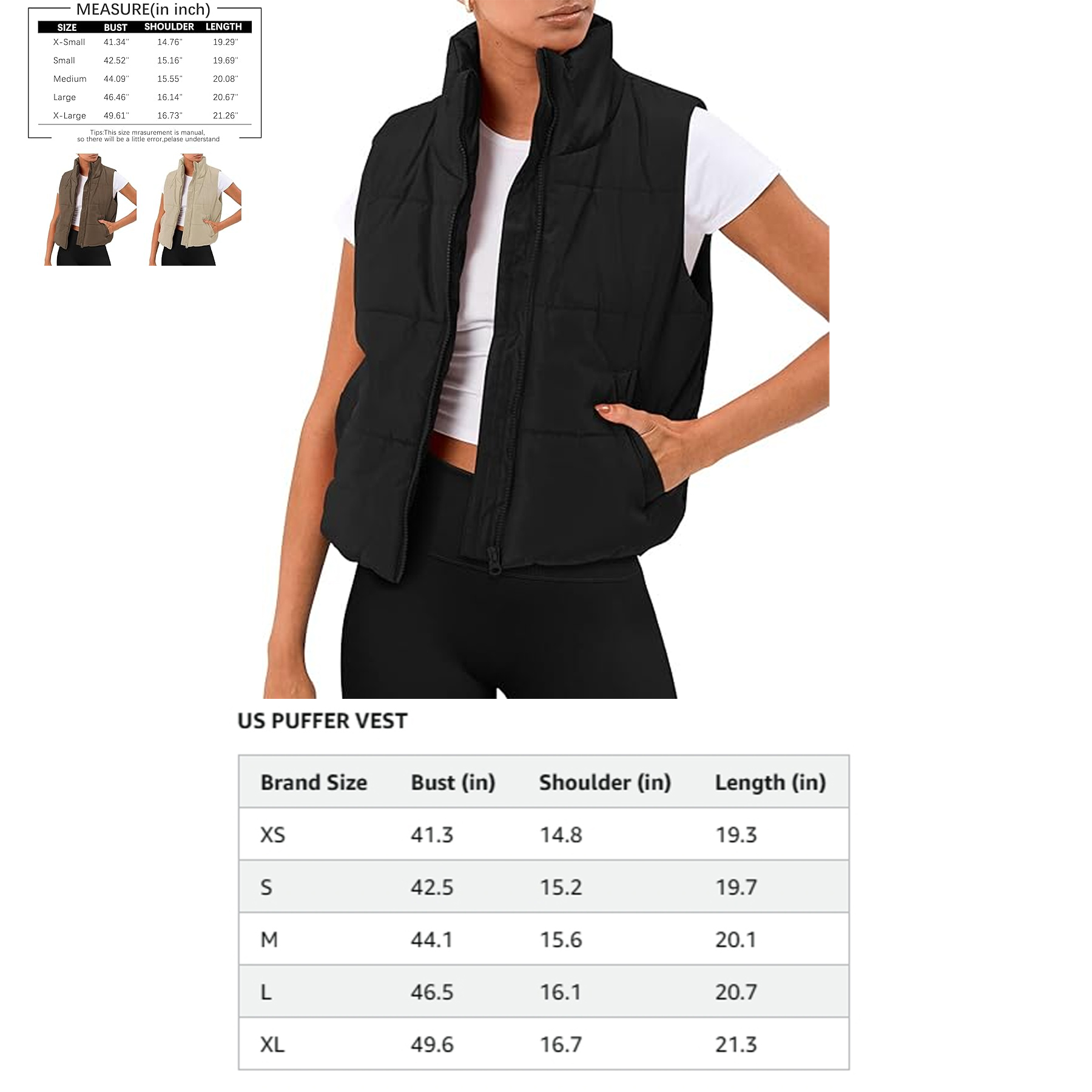 Women Stand-up Collar Puffer Vest 3