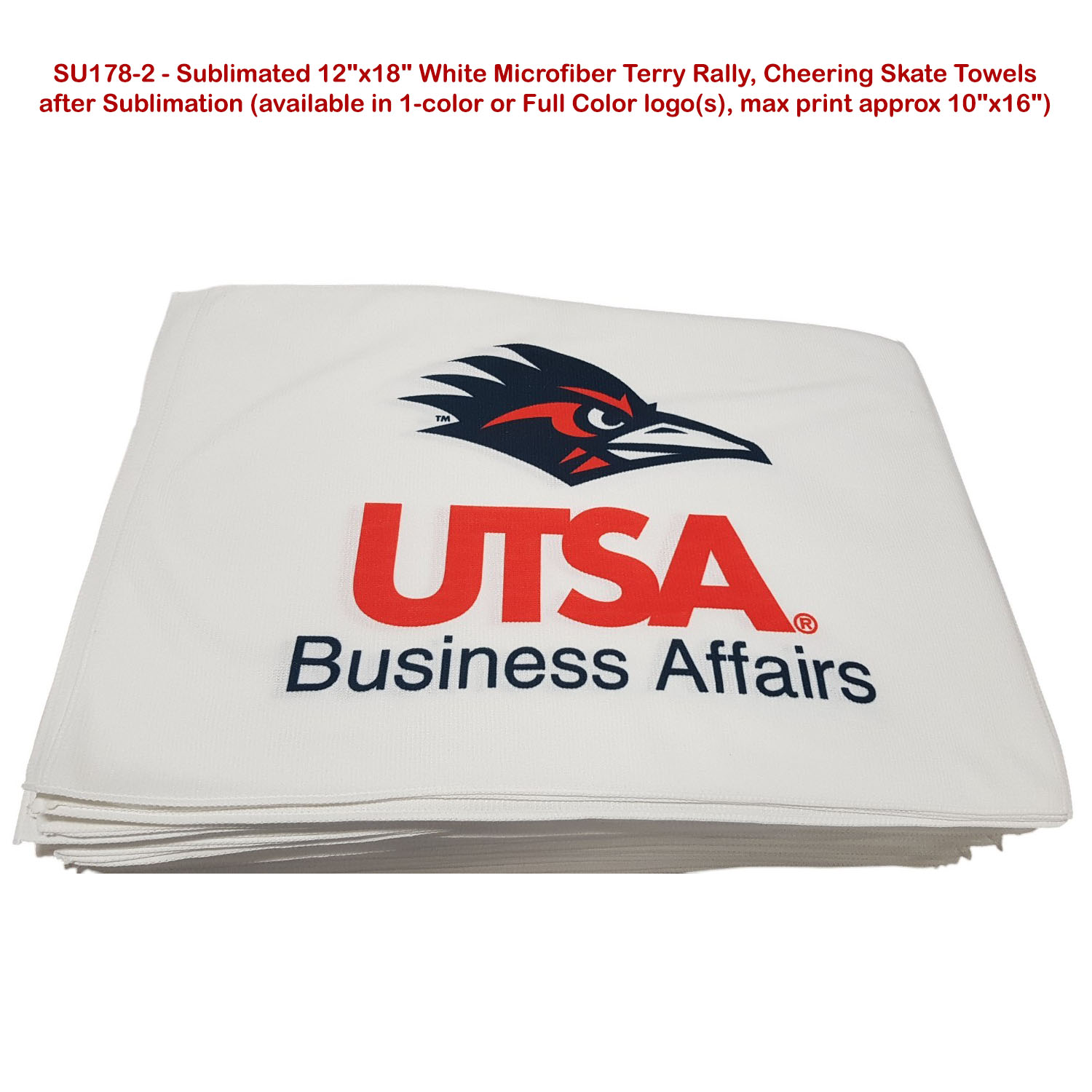 48 Hr Quick Ship - White Microfiber Dri-Lite Terry Sponsorship Rally Towel, 12x18, Sublimated 4