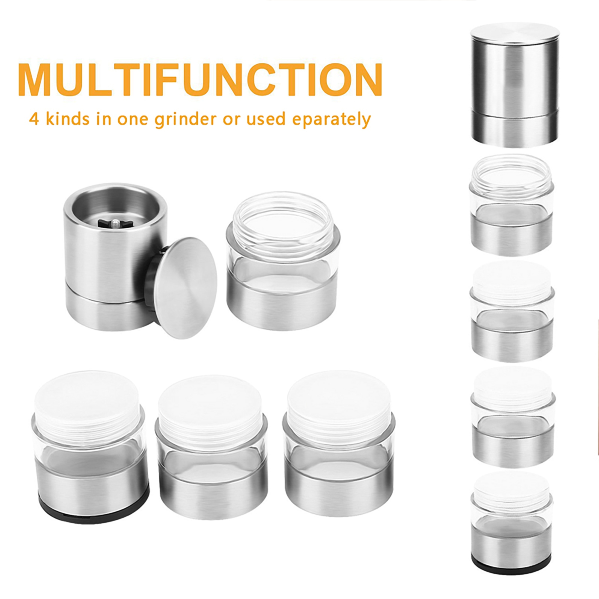 5" 1 Stackable Salt and Pepper Grinder Set 1