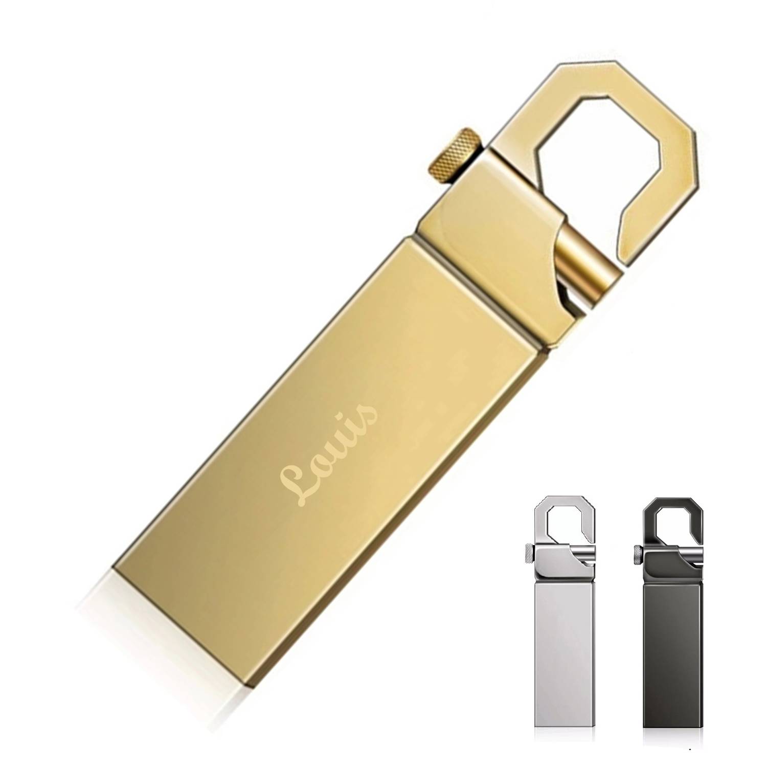 Metal Shell U Disk With Carabiner 3