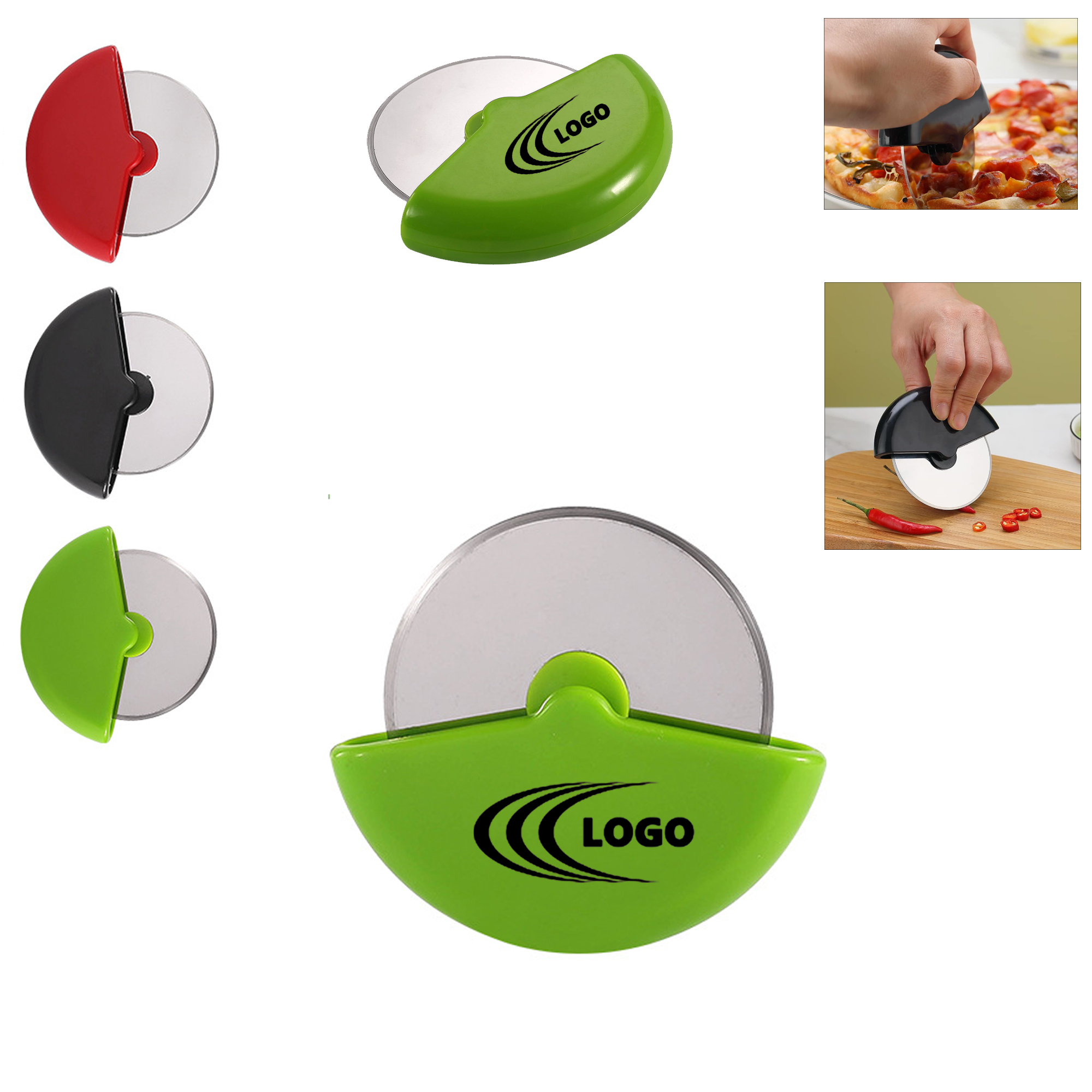 Customizable Stainless Steel Round Roller Pizza Cutter 2