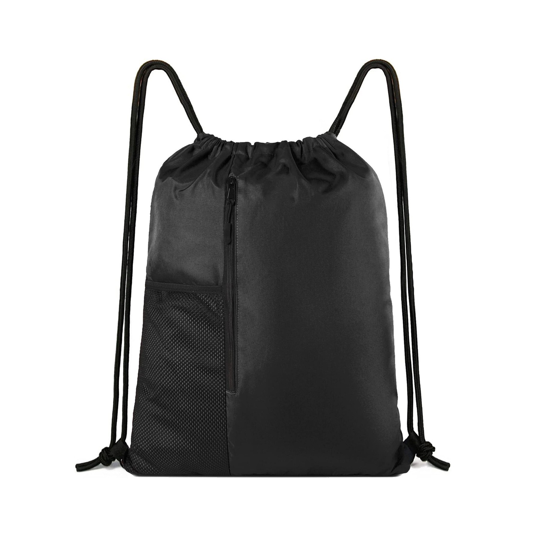 Sports Drawstring Backpack Gym Bag With Zipper And Mesh Pockets 5